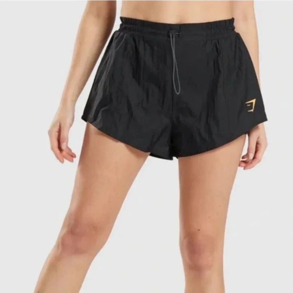 Gymshark Pulse 2-in-1 Running & Training Shorts Black w Yellow Logo Size M